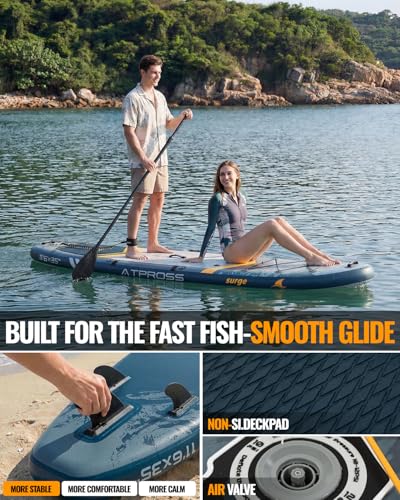 11'6"x35" Inflatable Paddle Board, 450lbs Extra Wide Stand Up Paddleboard for Adults with Premium SUP Accessories Kit & Backpack, Blow Up Kayak Non-Slip Stable Deck Boat for Yoga Fishing Surf - style: Grey/kayak seat