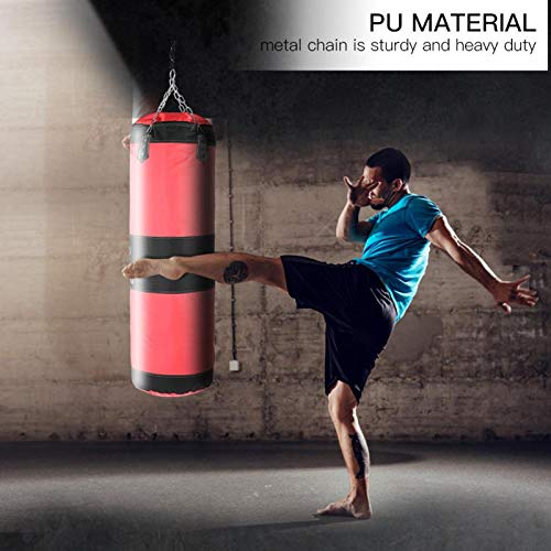 The New Hanging Boxing Punching Sandbag,Empty Training Boxing Hook Kick Sandbag Fight Karate Punch Punching Sand Bag Sandbag for Adults(1.2m-red)