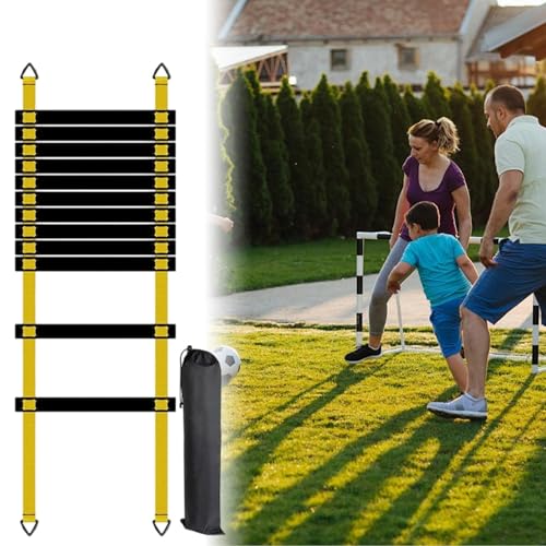 Sports Agility Ladders - Portable Fitness Training Equipment with Carry Bag, Soccer Speed Ladder Set | Athletes Drill Tool for Track Field Hockey Tennis Badminton Footwork Practice Usage
