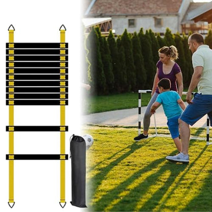 Sports Agility Ladders - Portable Fitness Training Equipment with Carry Bag, Soccer Speed Ladder Set | Athletes Drill Tool for Track Field Hockey Tennis Badminton Footwork Practice Usage