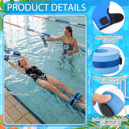 Water Aerobics Set Aquatic Exercise Set Include Water Foam Dumbbell Swim Aquatic Cuffs Ankle Arm Swimming Glove Pool Resistance Weights Pool Fitness Equipment for Training - color: Blue