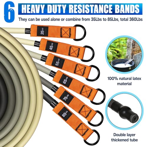 Resistance Bands Set - Heavy Exercise Bands with Handles, Door Anchor, Ankle Straps - Fitness Bands for Working Out Men - Workout Bands Set for Muscle Training