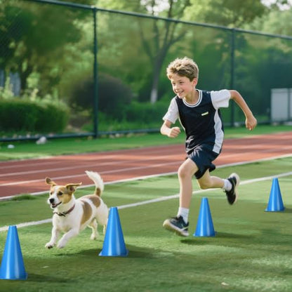 12pcs Cones 9 Inch Soccer Cones and Plastic Traffic Cones, Durable Cones for Sports Training, Ideal for Soccer, Basketball, Football, Skating, and Agility Drills Practice - color: blue