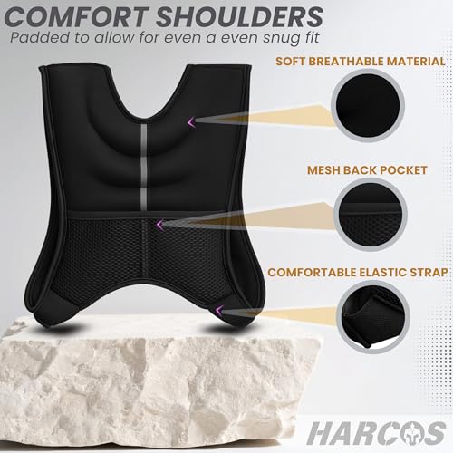 HARCOS Weighted Vest, 6lb/8lb/12lb/16lb/20lb/25lb/30lb Weight Vest with Reflective Stripe for Workout, Strength Training, Running, Fitness, Muscle Building, Weight Loss, Weightlifting - size: 16 lb