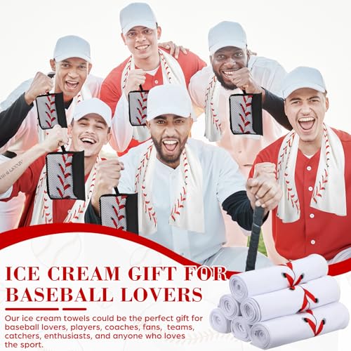 12 Pcs Cooling Towel with Mesh Storage Bag and D Ring Hook, 40" x 12" Soft Breathable Chilly Microfiber Sport Towels for Yoga Running Gym Workout Sport Party Favors Team Gift (Baseball) - style: Baseball
