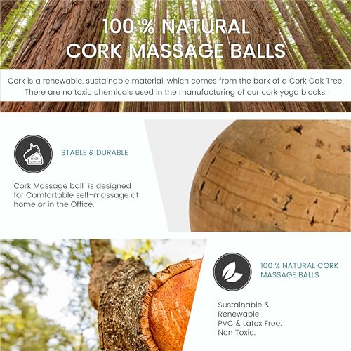Yoga Studio Unbranded Cork Massage Balls Four Pack, Trigger Point Therapy Ball, Cork Ball Roller for Muscle Tension, Deep Tissue Relief Set of 4 (3cm)