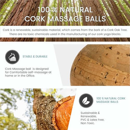 Yoga Studio Unbranded Cork Massage Balls Four Pack, Trigger Point Therapy Ball, Cork Ball Roller for Muscle Tension, Deep Tissue Relief Set of 4 (3cm)