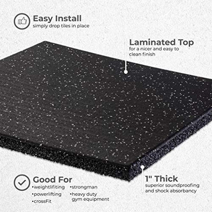 Genaflex Pro Heavy Duty Thick Rubber Gym Floor Tiles High Density Shock Absorbent Laminated Deadlift Mats - 1" Thick X 20" W X 20" L - 2.7 Sq. Ft. (Tan/Black, 1 Tile - 2.7 Sq. Ft.) - color: Tan/Black
