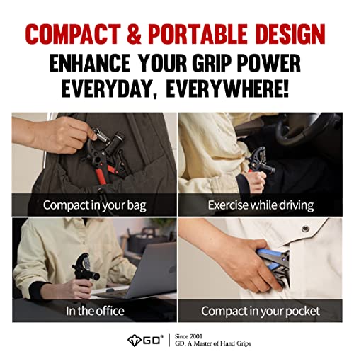GD Grip2 Hand Grip Strengthener (Grip Strength Trainer) Adjustable Gripper (22~77lbs) Forearm and Wrist Exerciser Strengthener for grip Strength - color: BLUE
