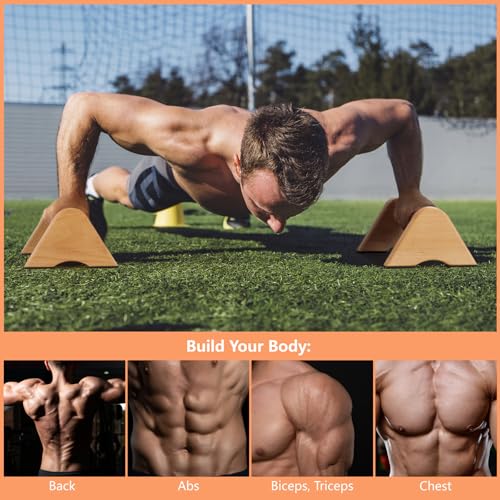 Solid Wood Calisthenics Parallettes Bars Push up Handles 1 Pair, Strength Training Pushup Stands, Parallel Pushup Handstand Bars for Home Gym Workout