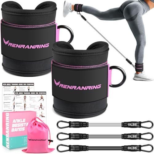 Ankle Resistance Bands with Cuffs, Ankle Bands for Working Out, Ankle Resistance Band for Legs and Glutes Workout Equipment, Butt Exercise Equipment for Women - color: Black