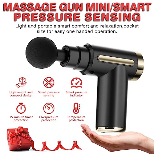 cotsoco Massage Gun Deep Tissue for Pain Relief with 4 Massage Heads & 6 Speeds, Electric Mini Handheld Body Massager for Any Pain Relief, Best Gifts for Dad and Mom - color: Gold