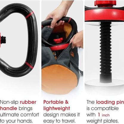 Yes4All Adjustable Kettlebell Handle for Weight Plates, Dumbbell Converter for Strength Training Kettlebells, Home Gym - color: B. Red - Single