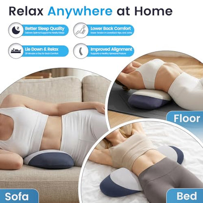 Lumbar Support Pillow for Bed, Double Layer Memory Foam Back Pillow for Lower Back Comfort & Support, Ideal for Office Workers, Drivers & Active Lifestyles