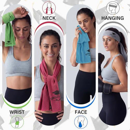 4 Pack Graduation Gifts Cooling Towels (40"x12"), Soft Breathable Chilly Towel, Ice Towel, Microfiber Towels for Yoga, Sport, Running, Workout, Gym & More Activities Team Gift