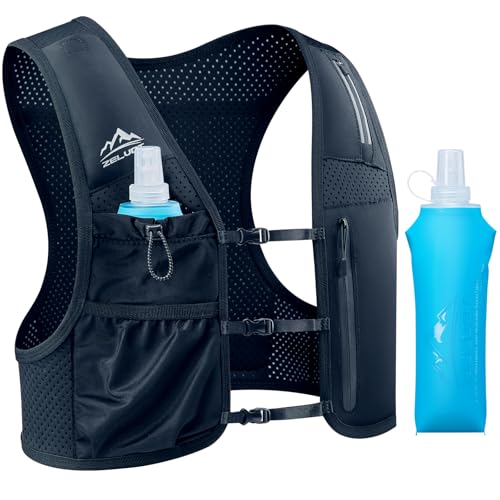Running Vest for Women Men, Adjustable Running Phone Holder Vest, USA Original Patent, Running Hydration Vest with 500ml Soft Flask, Reflective Running Backpack for Hiking Cycling - size: X-Small-Small