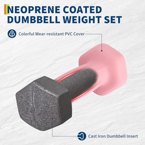 Neoprene Dumbbell Set for Women & Kids - Light Dumbbell Set (1/2/3, 2/3/5, 3/5/8, 5/10/15 LB) with Storage Plastic Case, Packed In Pairs, Set of Small Weights for Home, Living Room, Bedroom - size: 2+3+5 LBS
