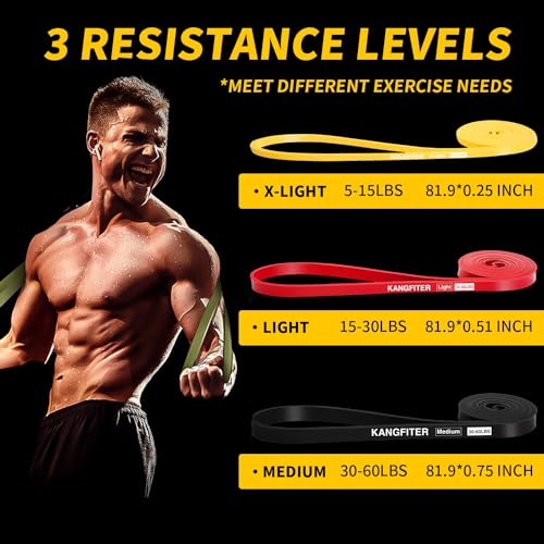 Resistance Bands for Working Out, Pull Up Bands for Men Women, Thick Heavy Resistance Band Set with Door Anchor, Elastic Exercise Bands for Body Stretching, Physical Therapy, Home Workouts