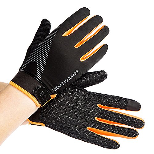 YHT Workout Gloves, Full Palm Protection & Extra Grip, Gym Fishing Fencing Gloves for Weight Lifting, Training, Fitness, Exercise (Men & Women) - color: Orange, size: Large