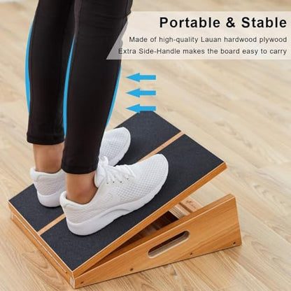 StrongTek Wooden Slant Board, Adjustable Incline, Side Handles, Non-Slip - style: full-coverage