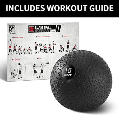 XPRT Fitness Slam Ball - Professional Dead Bounce Weighted Exercise Ball | Medicine Ball with Secure Textured Grip | Heavy Duty Rubber Shell for Cross Training, HIIT, Core Strength Training