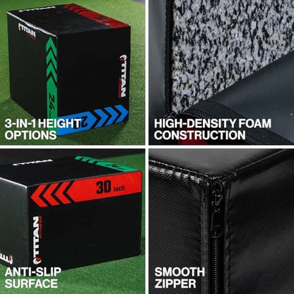 Titan Fitness Heavy Foam Plyometric Box - Pro-Duty HIIT Exercise Foam Plyo Step-Up, Box Squat, Home Garage Gym Training, Youth & Regular Sizes - style: 20 x 24 x 30 inch (Large Size)