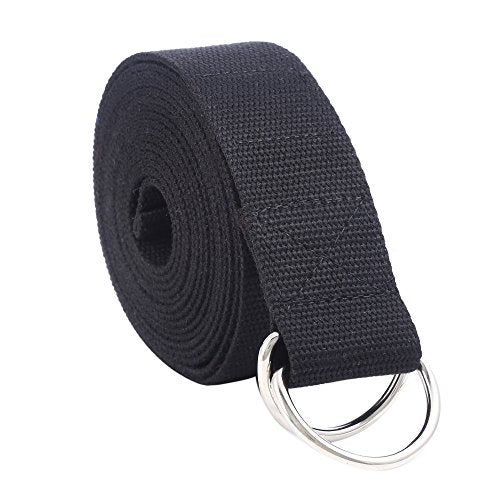 Gelante Fitness Exercise Yoga Strap - Durable Cotton 10 Feet Long - color: Black
