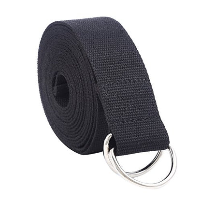Gelante Fitness Exercise Yoga Strap - Durable Cotton 10 Feet Long - color: Black