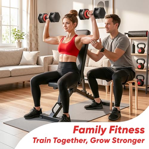 PIRIER Adjustable Dumbbell Set 50LB, 18-in-1 Free Weight Adjustable Dumbbells, One-Hand Twist Adjust, Space-Saving Design, Home Gym Strength Training Equipment for Men & Women