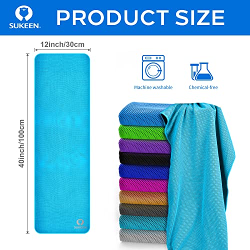 Sukeen Cooling Towels for Neck and Face, Cooling Towel 40" x 12", Microfiber Sports Cooling Towels, Soft Breathable Sweat Towel for Workout,Yoga, Golf, Gym, Camping, Sport, Running(12 Pack)