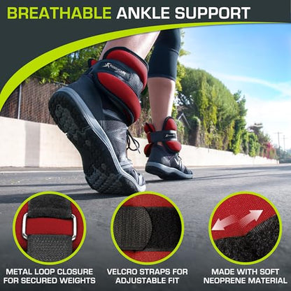 ProsourceFit Ankle/Wrist and Arm/Leg Weights Set of 2, Adjustable Strap 1 lb-5 lb, Adjustable Weight 15 lb, 10 lb, 7 lb for Men and Women