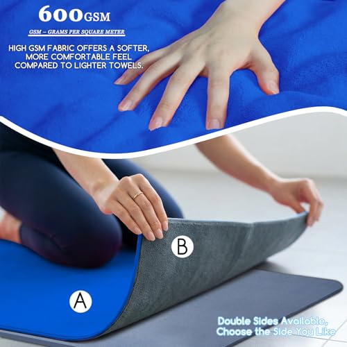Hot Yoga Towel Set (2-Pack) – Super Absorbent, Skidless Sweat Towel for Hot Pilates, Bikram & Fitness - color: Blue