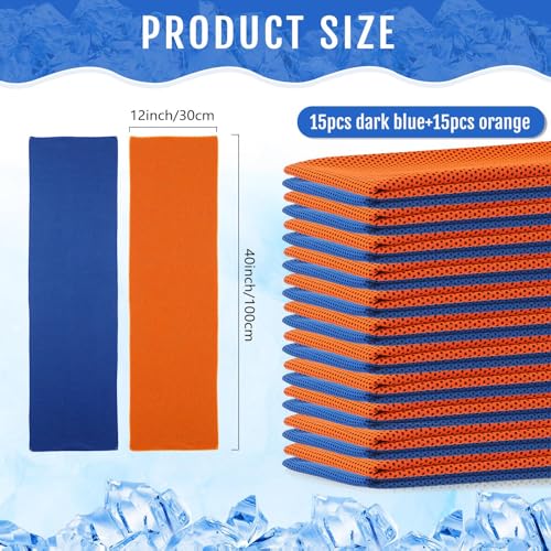 Hosuly 30 Pack Cooling Towels 40"x12" - color: Dark Blue, Orange