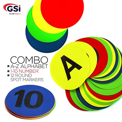 GSi Spot Markers – Non-Slip Non-Toxic Poly Spots – Floor Markers for PE, Sports & Classroom Activities
