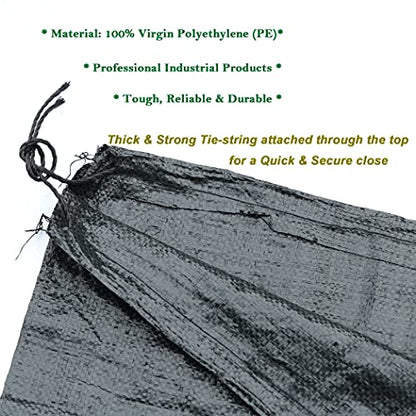 Black Empty 19" x 24" Woven PE UV Protection Sandbags (5)