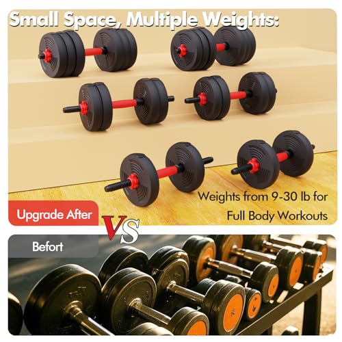 Cloudfire Adjustable Dumbbells Set, 60LB Free Weights set with Connector, 5 in 1 Dumbbell Set used as Kettlebells, Barbell, Push up Stand, Fitness Exercise for Home Gym Suitable Men/Women