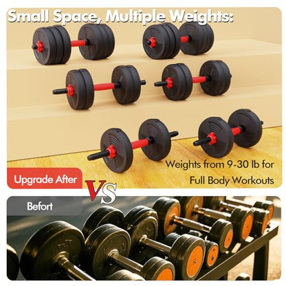 Cloudfire Adjustable Dumbbells Set, 60LB Free Weights set with Connector, 5 in 1 Dumbbell Set used as Kettlebells, Barbell, Push up Stand, Fitness Exercise for Home Gym Suitable Men/Women