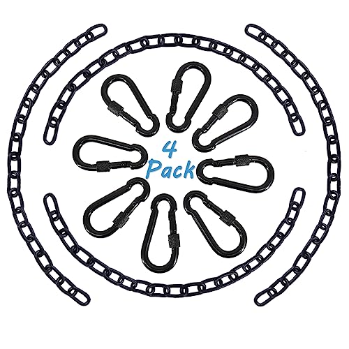 4 Pack 25in Hanging Swing Chain with 4 Carabiners, 440LB Capacity Hanging Kits Heavy Duty Hanging Chair Hardware for Hammock Swing Hanging Chair Punching Bags Sandbag Indoor Outdoor Yoga Gym (Black) - color: Black, size: 4 Pack (25inch)