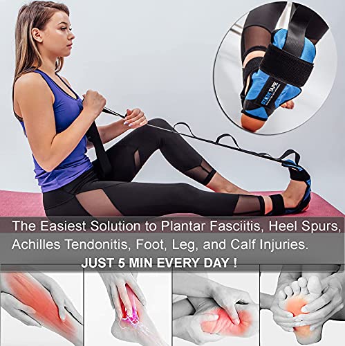 Foot and Leg Stretcher. Stretching Strap Loops for Plantar Fasciitis, Heel Spurs, Foot Drop, Hamstring, Quads. Improve Strength, Stretches, Achilles Tendonitis Stretch and Calf Pain Relief