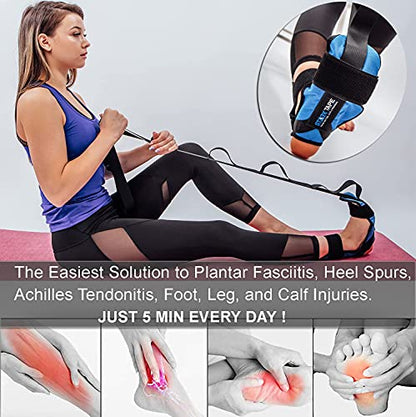 Foot and Leg Stretcher. Stretching Strap Loops for Plantar Fasciitis, Heel Spurs, Foot Drop, Hamstring, Quads. Improve Strength, Stretches, Achilles Tendonitis Stretch and Calf Pain Relief