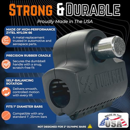 Dumbbell Converter- for 1" bars Superset Dumbbell to Barbell Adapters- hold up to 500lbs- Converts dumbbells for use on 1" diameter barbell - color: Black (for standard 1" bar)