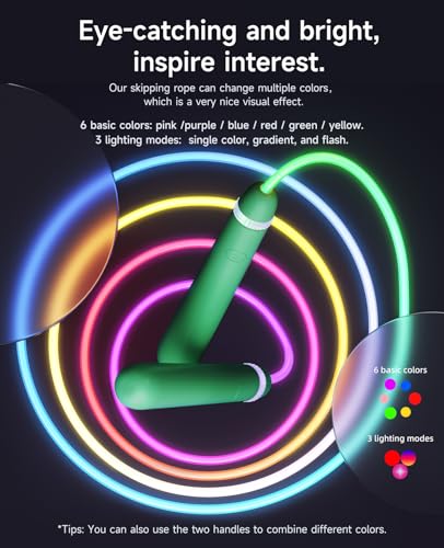 LED Light Up Jump Rope for Kids – Glow, Rechargeable, Exercise - color: Green