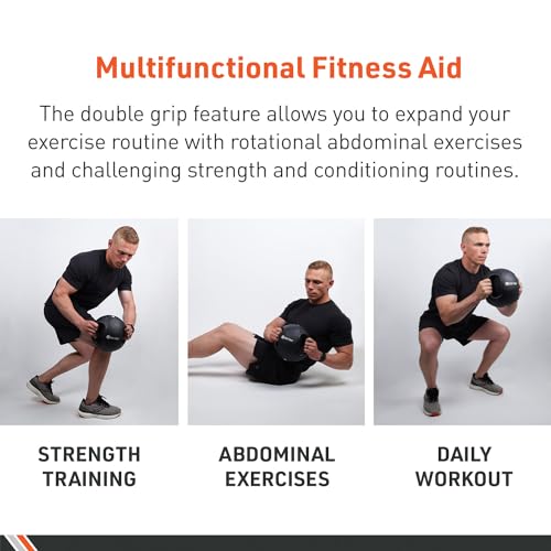 Body Sport Double Grip Medicine Ball, 20 lb. - Strength Training Weighted Exercise Tool - Softer Kettlebell Alternative for Home Fitness & Gyms