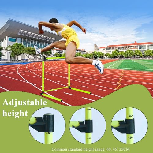 Adjustable Hurdles with Scale 23.62'' 2 Pcs Detachable Agility Training Equipment for Track Soccer & Football, Indoor & Outdoor Use, Ideal for Athletic Jumping & Speed Drills (Green)