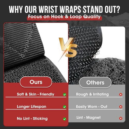 WSAKOUE Weightlifting Wrist Wraps - 18" Professional Wrist Support with Heavy-Duty Thumb Loop for Powerlifting, Bench Press & Strength Training- Adjustable Gym Wrist Straps for Men & Women - color: Red