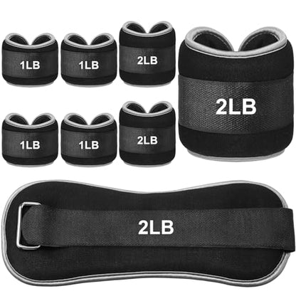 4 Pairs Ankle Leg Weights Adjustable Set for Women Men, 1lb 2lb Wrist Weight Arm Fitness Wristbands Ankle Leg Strap for Gym Yoga Training Walking Jogging Running