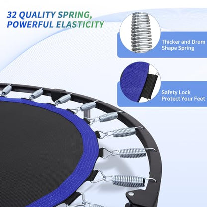 ZENOVA 40" Mini Trampoline Rebounder Trampoline for Adults Indoor Outdoor Fitness Trampoline Foldable with Adjustable Handle Bar 330 Weight Capacity