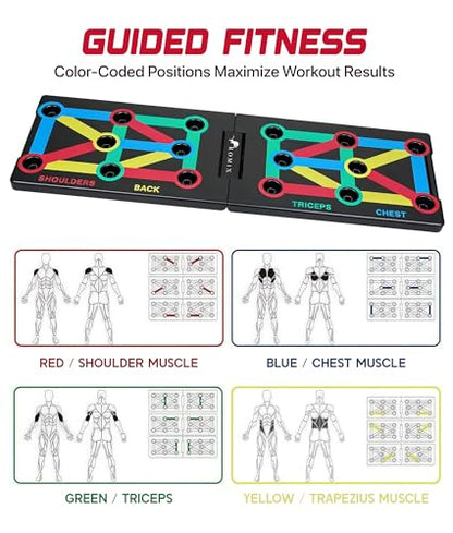 ROMIX Push Up Board for Men, Foldable Push Up Board, Multifunctional Pushup Stand, Muscle Board Rack Professional Strength Training Equipment for Man and Women at Home Gym Chest/Back/Abs Training