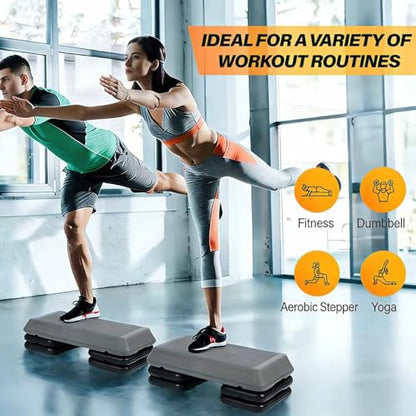 ZENY Exercise Aerobic Stepper Platform 28.5'' Adjustable Aerobic Step with 4 Risers, Fitness and Workout Stepper for Home Gym