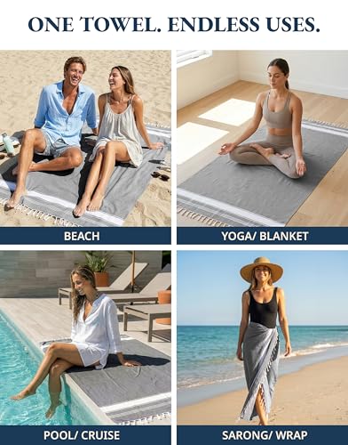 LANE LINEN Beach Towel, 2 Pack Beach Towels Oversized, 39"x71", XL - Alloy - color: 17: Alloy, size: Pack of 2
